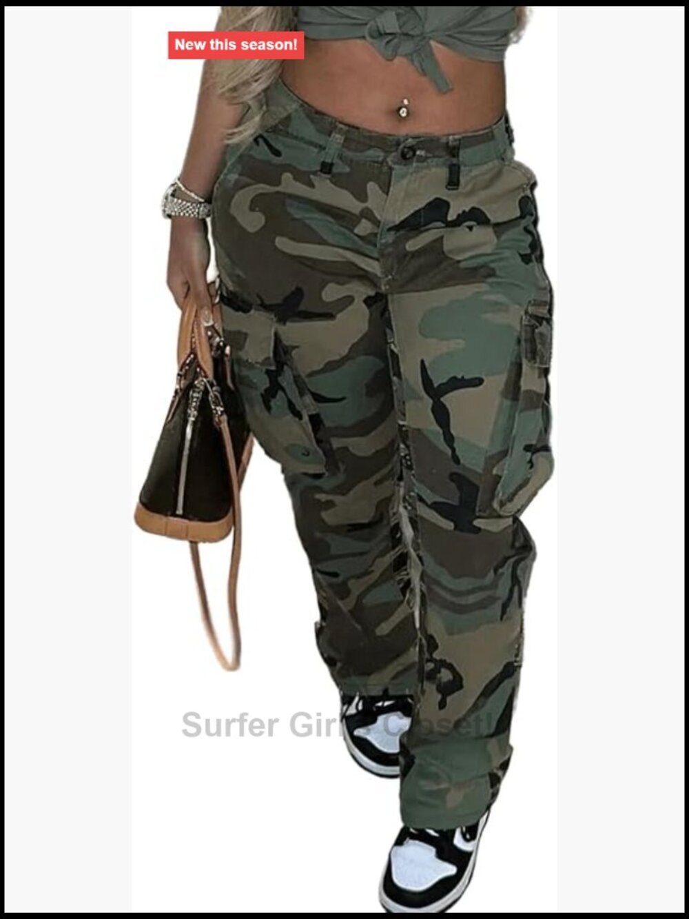 Women Plus Size Cargo Camo Pants Baggy High Waisted Army Joggers Sweatpants